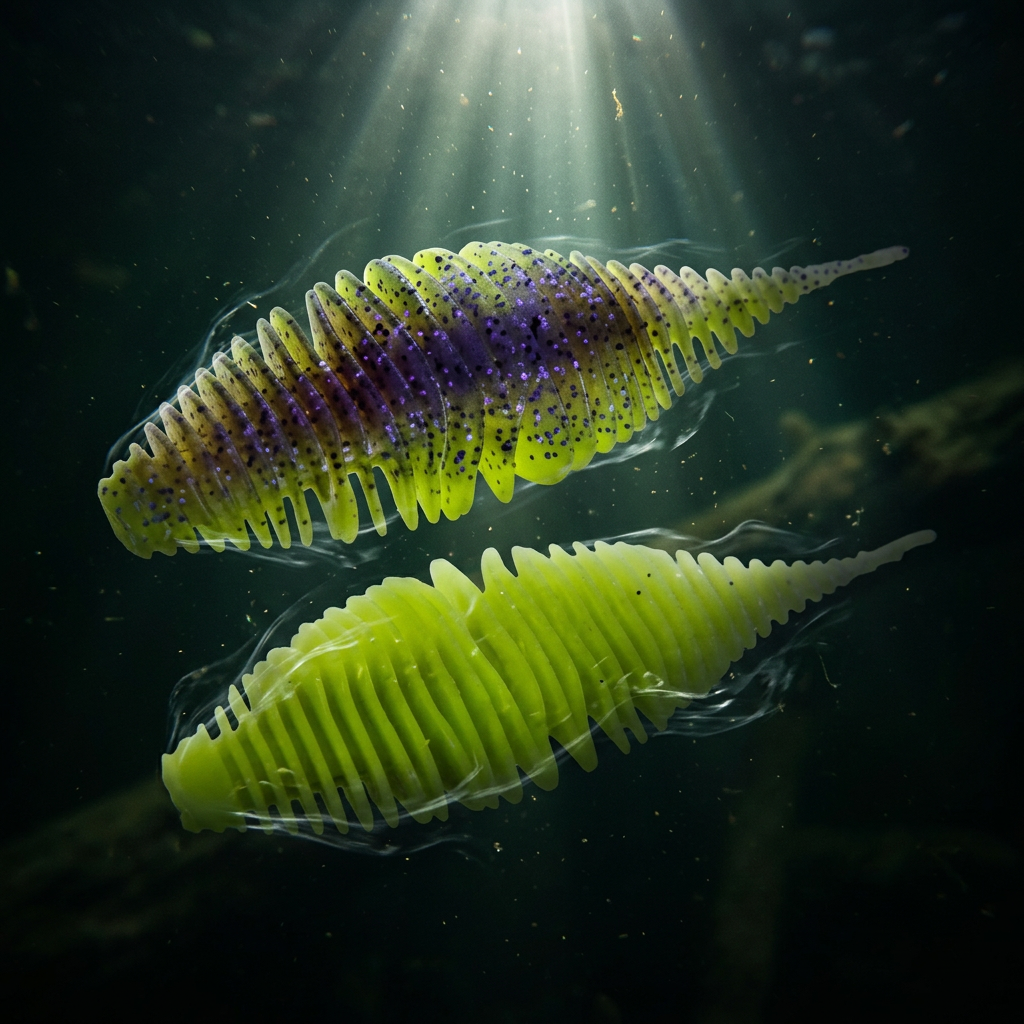 The Grub — Ribbed Soft Plastic Worm- 5pcs