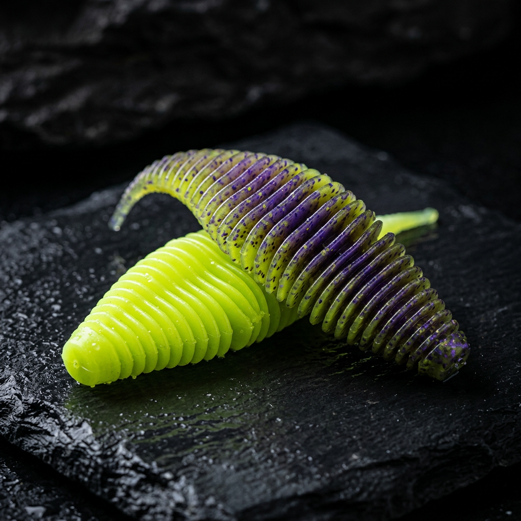 The Grub — Ribbed Soft Plastic Worm- 5pcs
